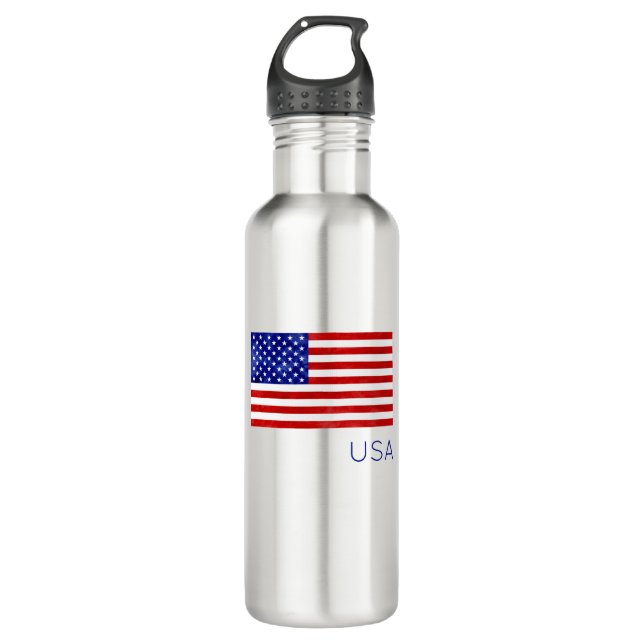 American Flag USA Patriotic Red White Blue Classic 710 Ml Water Bottle (Front)