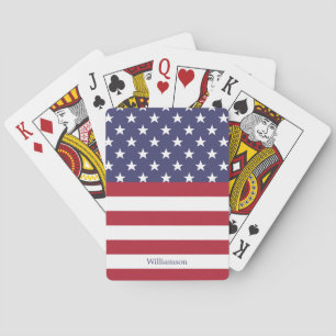 American Flag USA Patriotic Stars Stripes Name Playing Cards