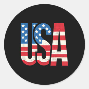 American Flag Usa Patriotic Us 4th Of July Classic Round Sticker