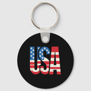 American Flag Usa Patriotic Us 4th Of July Key Ring