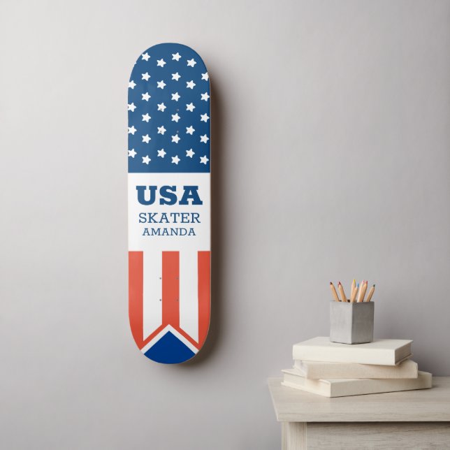 American Flag USA Personalised Patriotic Skateboard (Wall Art)