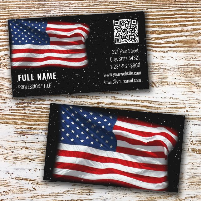 American Flag USA QR Code Business Card (Creator Uploaded)