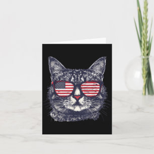 American Flag USA Red White Blue Patriotic Cat 4th Card