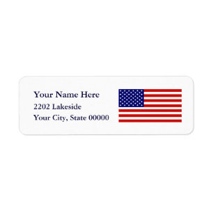 American Flag USA Return Address Label
