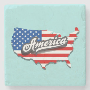 American Flag/USA Stone Coaster