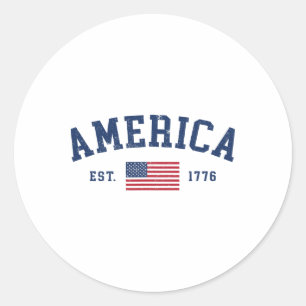American Flag Usa United States Of America Us 4th Classic Round Sticker