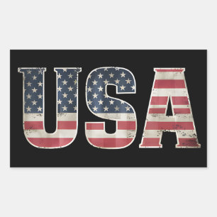 American Flag USA United States US 4th of July Rectangular Sticker