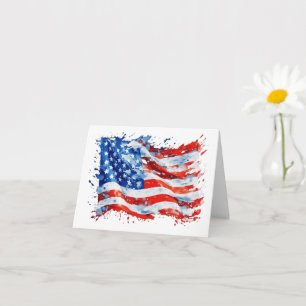 American Flag USA Watercolor 4th of July Card