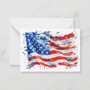 American Flag USA Watercolor 4th of July Card