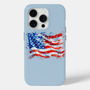 American Flag USA Watercolor 4th of July iPhone 15 Pro Case