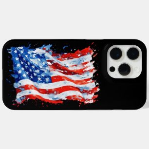 American Flag USA Watercolor 4th of July iPhone 15 Pro Max Case