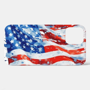 American Flag USA Watercolor 4th of July iPhone 12 Pro Case