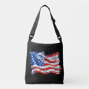American Flag USA Watercolor 4th of July Crossbody Bag