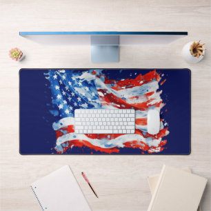 American Flag USA Watercolor 4th of July Desk Mat