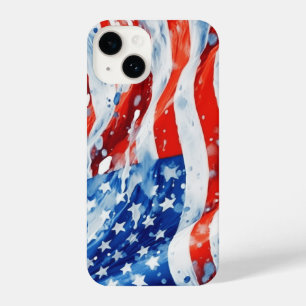 American Flag USA Watercolor 4th of July iPhone 14 Case