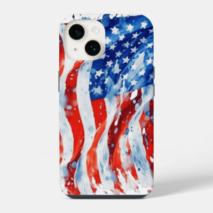 American Flag USA Watercolor 4th of July iPhone 14 Case
