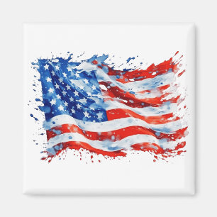 American Flag USA Watercolor 4th of July Magnet