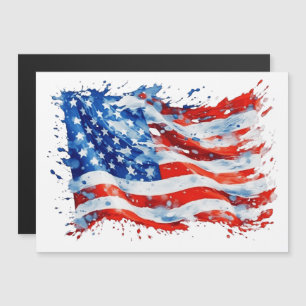 American Flag USA Watercolor 4th of July Magnetic Invitation