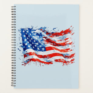 American Flag USA Watercolor 4th of July Planner
