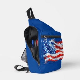 American Flag USA Watercolor 4th of July Sling Bag