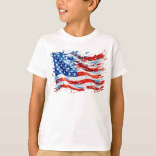 American Flag USA Watercolor 4th of July T-Shirt