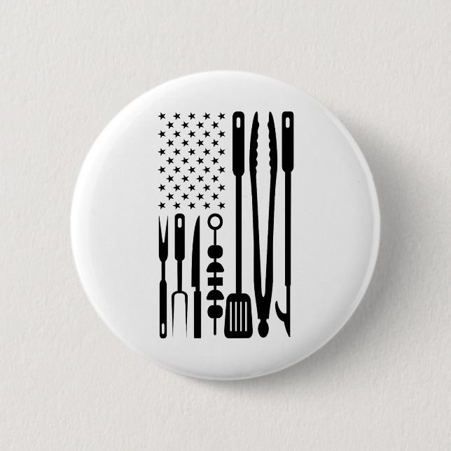 American Flag Utensil Bbq Tools Griller Pitmaster  6 Cm Round Badge (Front)