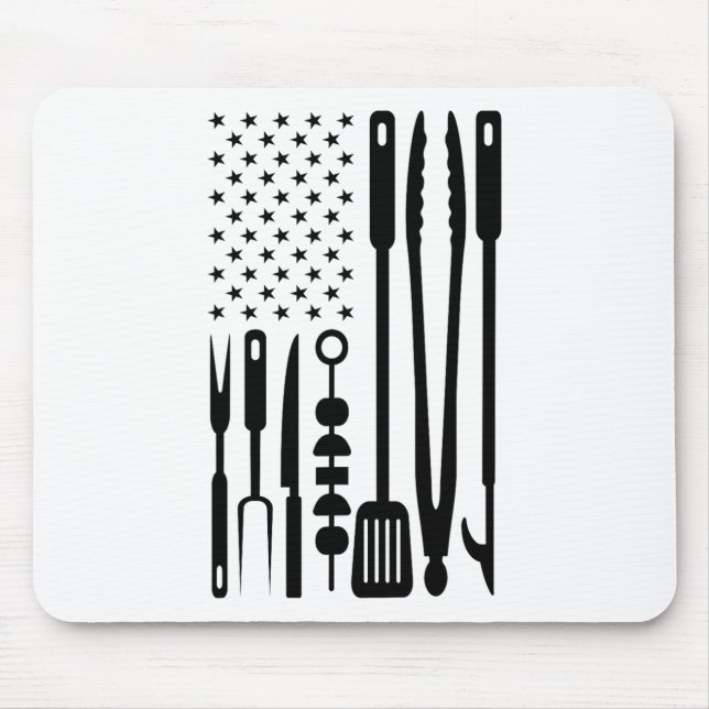 American Flag Utensil Bbq Tools Griller Pitmaster  Mouse Mat (Front)