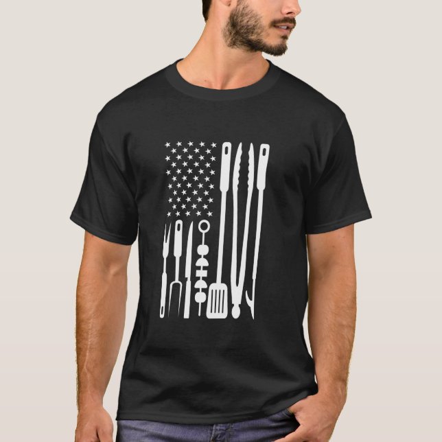 American Flag Utensil Bbq Tools Griller Pitmaster  T-Shirt (Front)