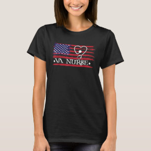 American Flag VA Nurse Patriotic 4th of July T-Shirt