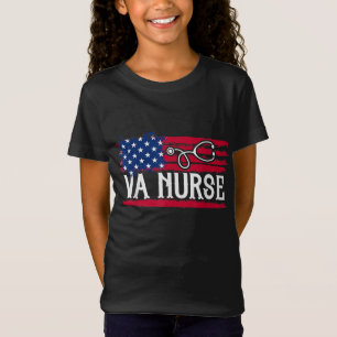 American Flag VA Nurse Patriotic 4th of July Vinta T-Shirt