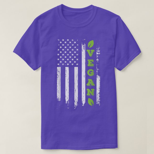 American Flag Vegan Powered By Veggies Funny Veget T-Shirt (Design Front)