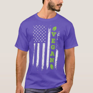 American Flag Vegan Powered By Veggies Funny Veget T-Shirt