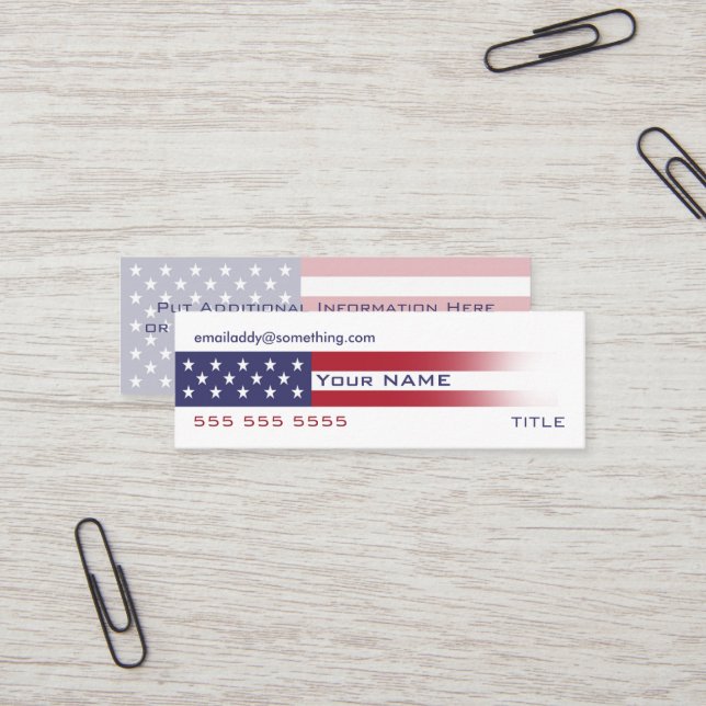 American Flag version 6 Mini Business Card (Front/Back In Situ)