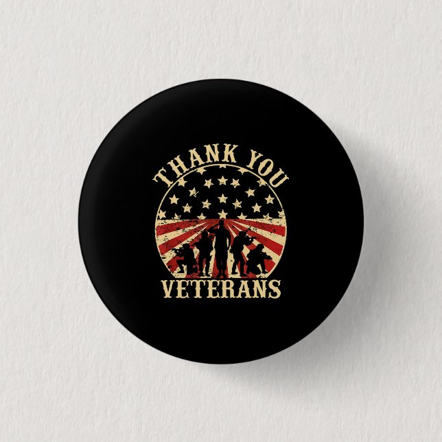 American Flag Veteran Day Thank You Veterans 3 Cm Round Badge (Front)