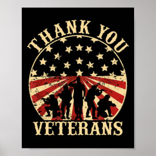 American Flag Veteran Day Thank You Veterans Poster