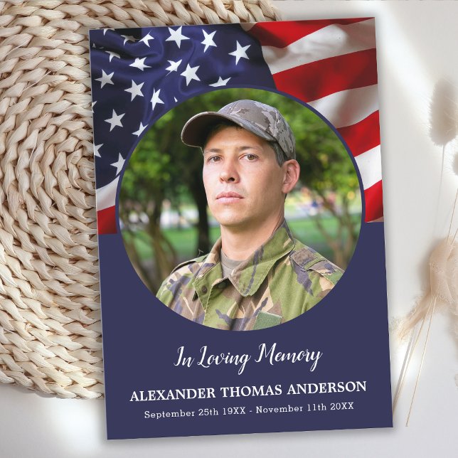 American Flag Veteran Sympathy Military Funeral Thank You Card (Creator Uploaded)