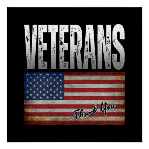 AMERICAN FLAG VETERANS THANK YOU 4TH OF JULY  POSTER