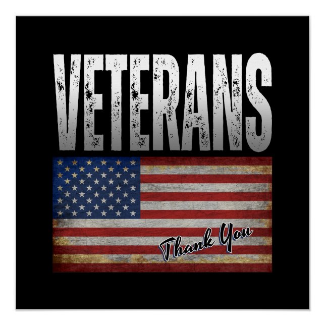 AMERICAN FLAG VETERANS THANK YOU 4TH OF JULY  POSTER (Front)