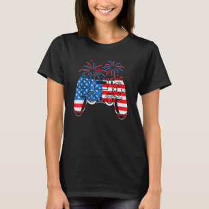 American Flag Video Game Controller Happy 4th Of J T-Shirt