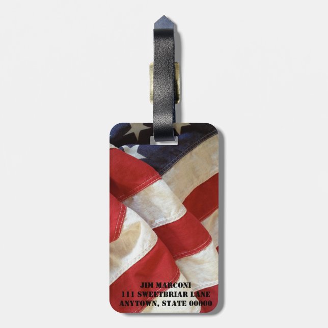 American flag view luggage tag (Back Vertical)