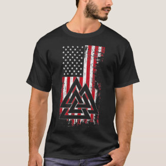 American Flag Viking Valknut Nordic Rune Celtic Am T-Shirt
