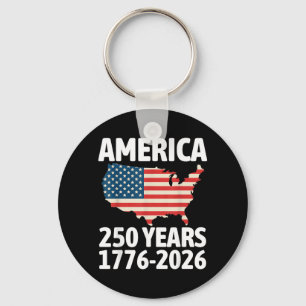American Flag Vintage 250 Years Patriotic 1776 Key Ring