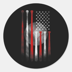 American Flag Vintage Baseball Classic Round Sticker
