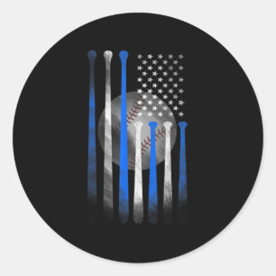 American Flag Vintage Baseball Flag Dad Mum Kid Classic Round Sticker