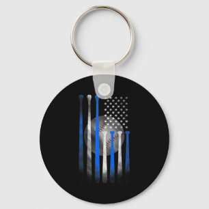 American Flag Vintage Baseball Flag Dad Mum Kid Key Ring