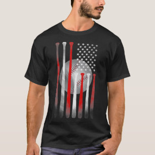 American Flag Vintage Baseball Flag Dad Mum Tee