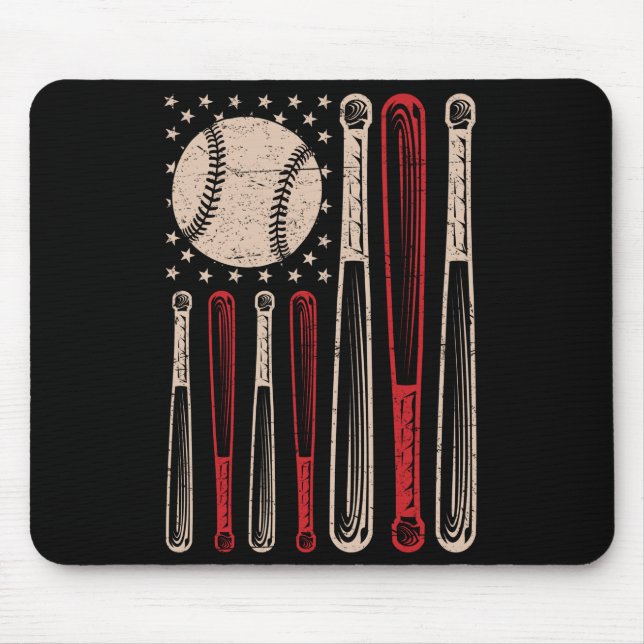 American Flag Vintage Baseball Flag Mouse Mat (Front)