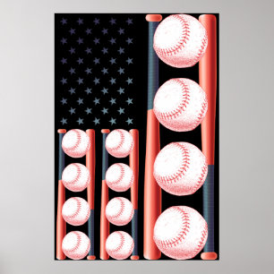 American Flag Vintage Baseball Flag Poster