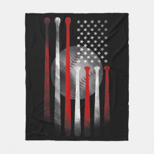 American Flag Vintage Baseball Fleece Blanket
