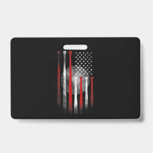 American Flag Vintage Baseball ID Badge